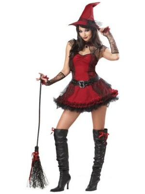 Sexy heks kostyme inkl. hatt