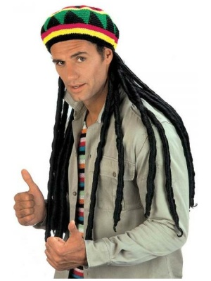 Rasta parykk med lue
