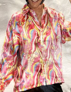 70’s skjorte herre i rosa retro